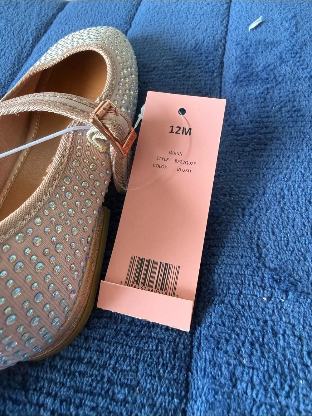 BCBG Girls Blush Rhinestone Mary Jane Flats Shoes Size 12M New